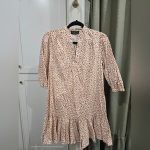 Mango Floral Print Dress - Cream and Brown